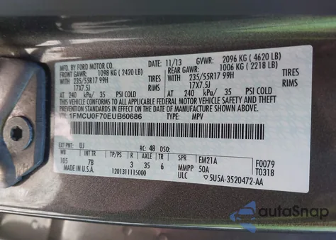2014 Ford Escape S from USA, damaged, VIN 1FMCU0F70EUB60686